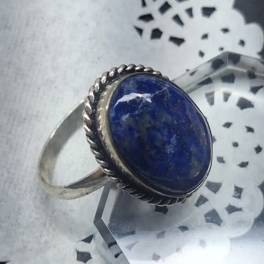 이집트 황제의 신성한파워스톤~!! 천연 라피스라줄리 oval925반지 20호