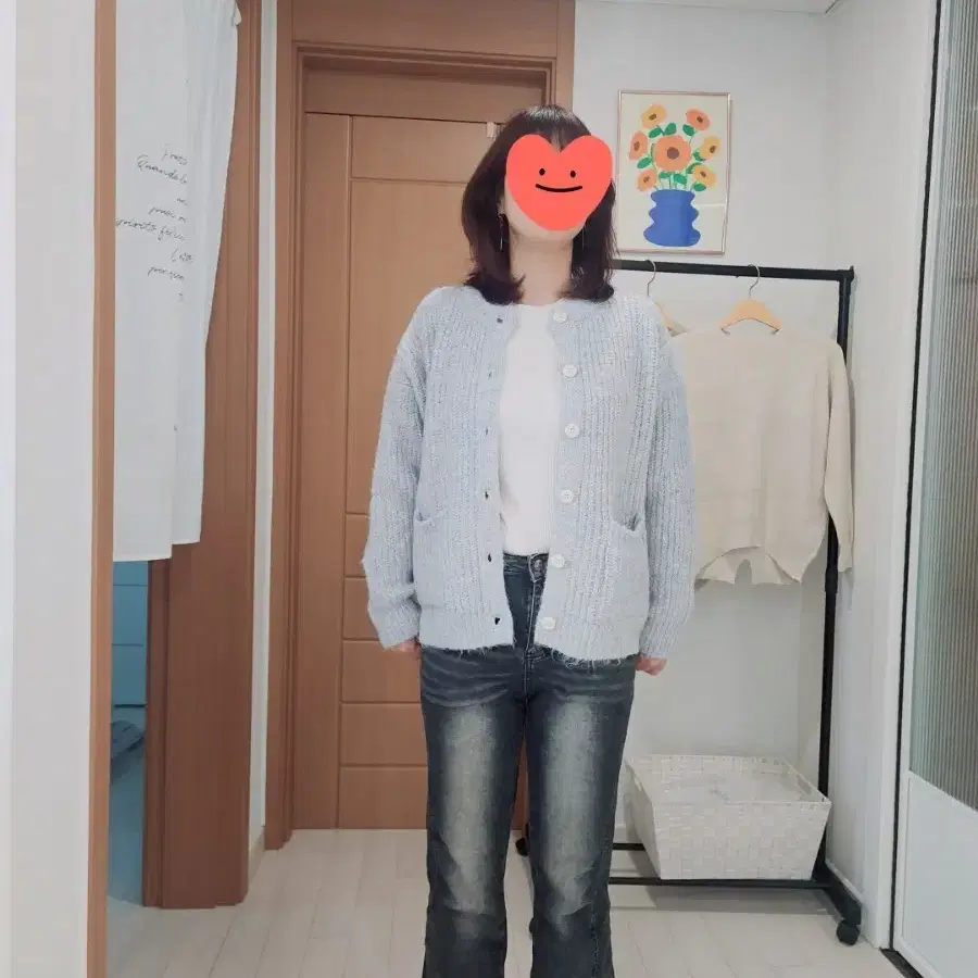 여성 연한 도톰 가디건