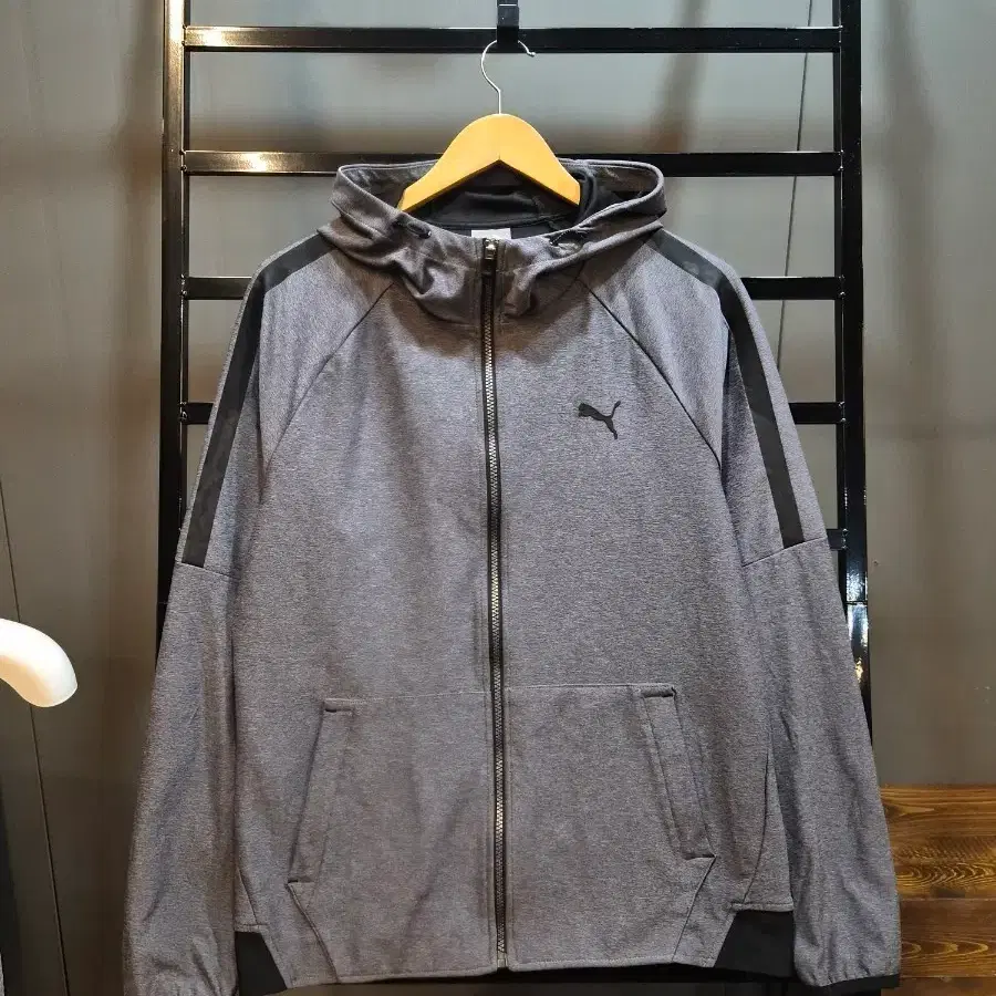 [L / 95~100] 푸마(PUMA) 라글란 스포츠 후드 집업 자켓 (차콜 그레이) 2.0
