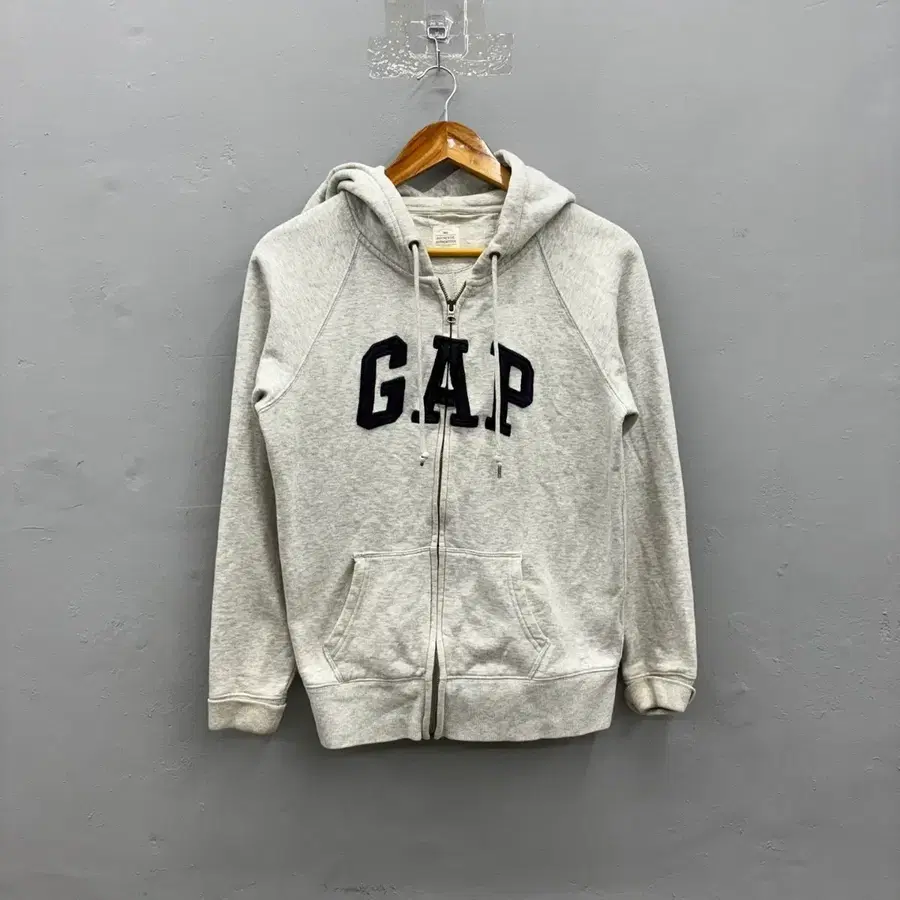 GAP 로고 기모 후드집업 그레이