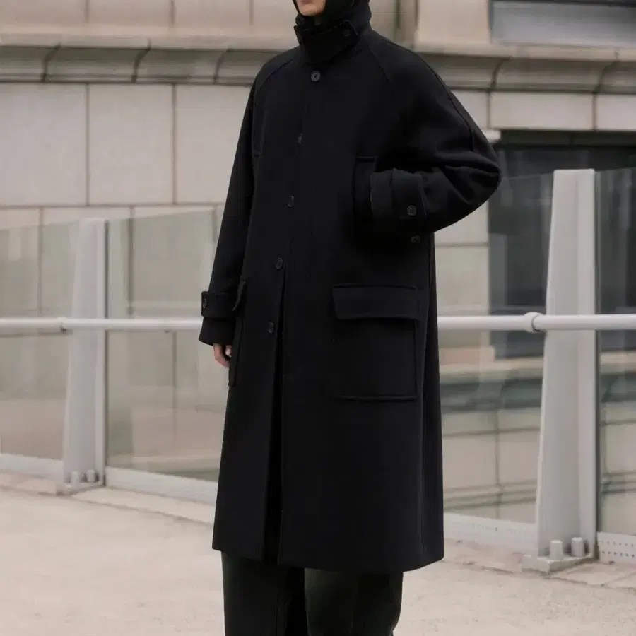 [XL] 무신사스탠다드 울 블렌드 오버사이즈 머프 발마칸 코트