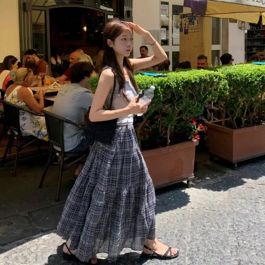 그랑블룸 해든 체크 롱스커트