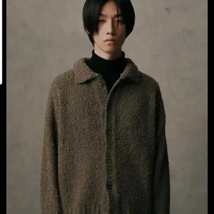 유스 브러쉬드 니트 카라 브라운 가디건