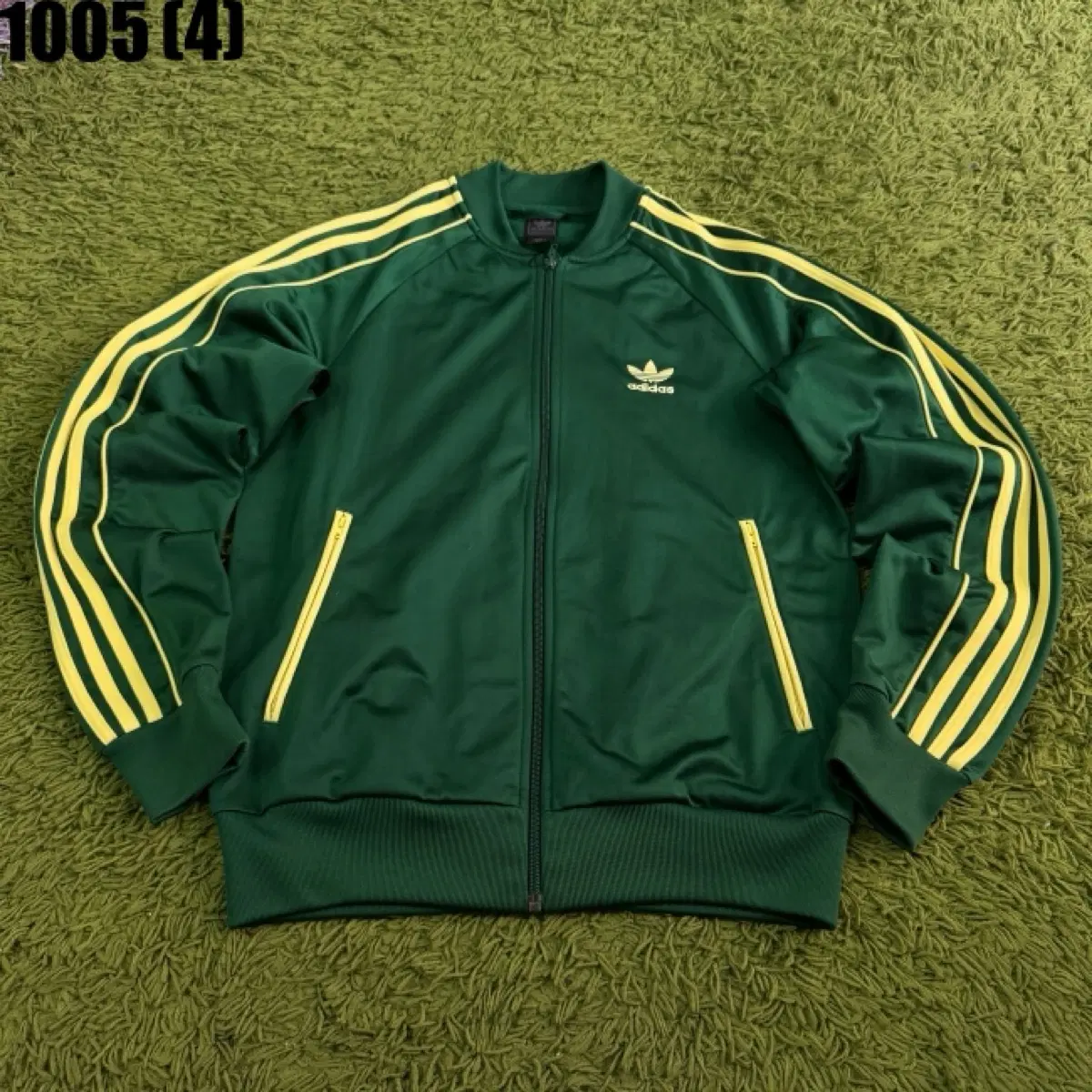 Adidas track top green yellow color block