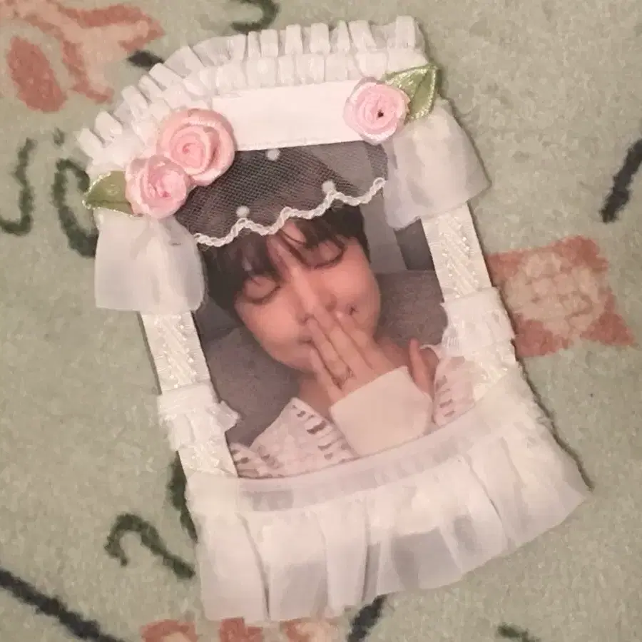 수제) 레이스 장미 탑꾸 포카홀더