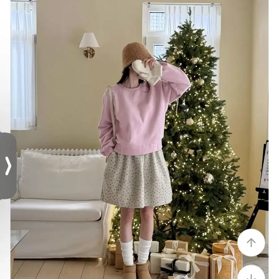 잔꽃 패턴 밴딩 스커트