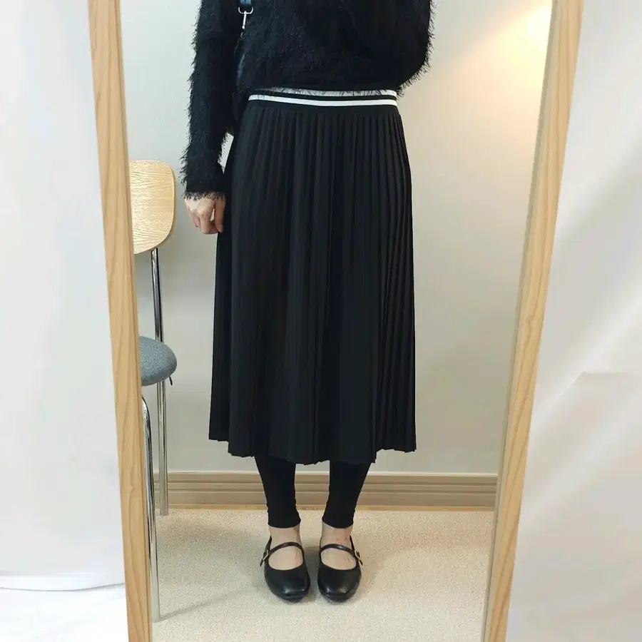 (F)세컨플로어 여성 플리츠 스커트 레깅스 블랙