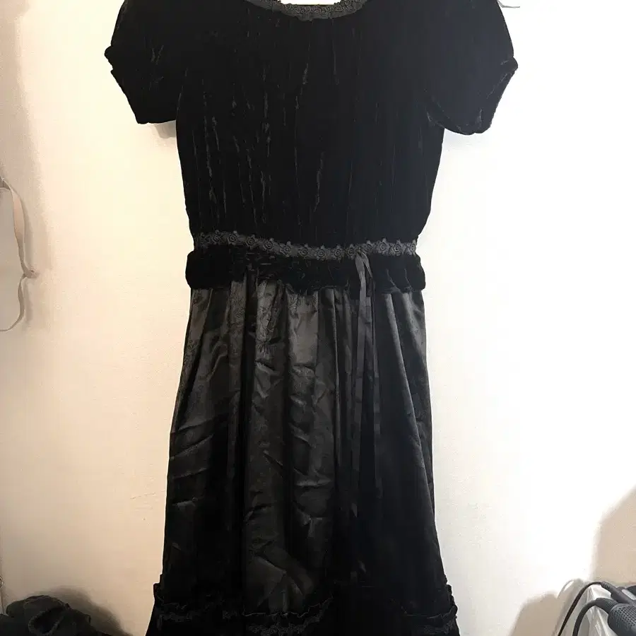 캐서린코티지 일본 빈티지 블랙 벨벳 레이스 롱원피스 160