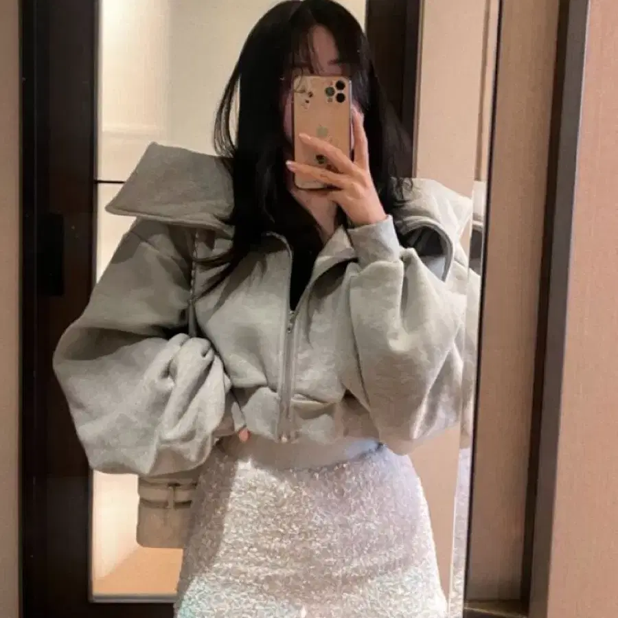 세일러 패드 카라 집업 그레이