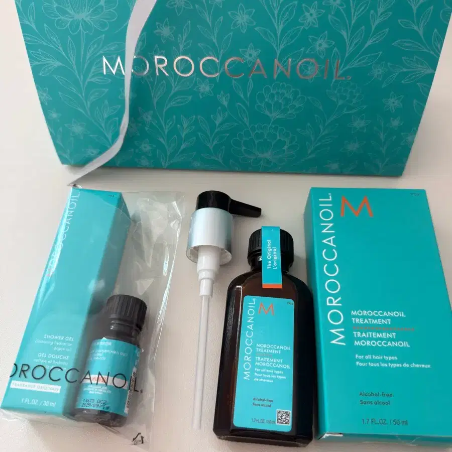 (새상품) 모로칸오일 트리트먼트 50ml + 10ml + 샤워젤 30ml 세트