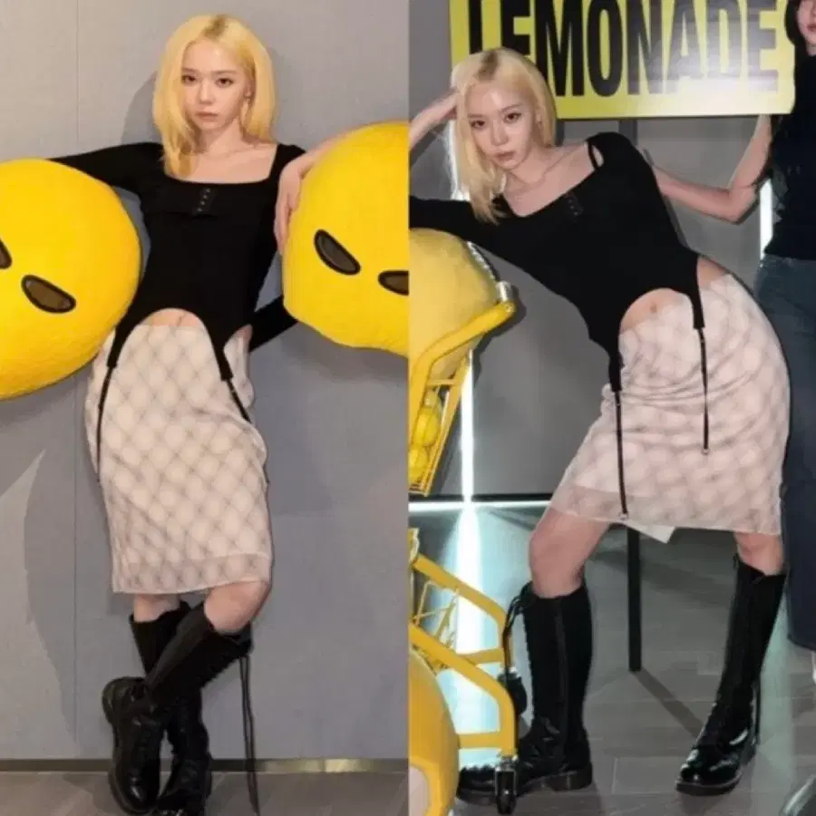 (새상품급) 힐다 가터 뷔스티에 탑 블랙 에스파 윈터 착용