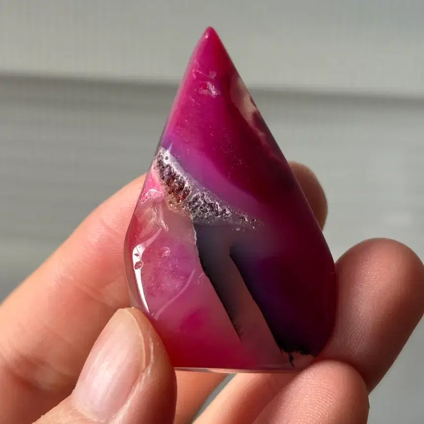[천연석] 핑크 핫핑크 염색 마노(Agate) 티어드롭 조각 / 아게이트 드루지 포인트 천연 원석 힐링 크리스탈 프리폼 팜스톤 텀블스톤
