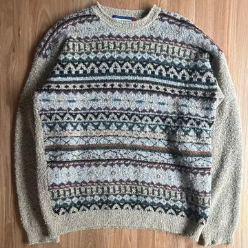 90s CONCRETE 올 패턴 니트 스웨터 L 울 혼방 노르딕