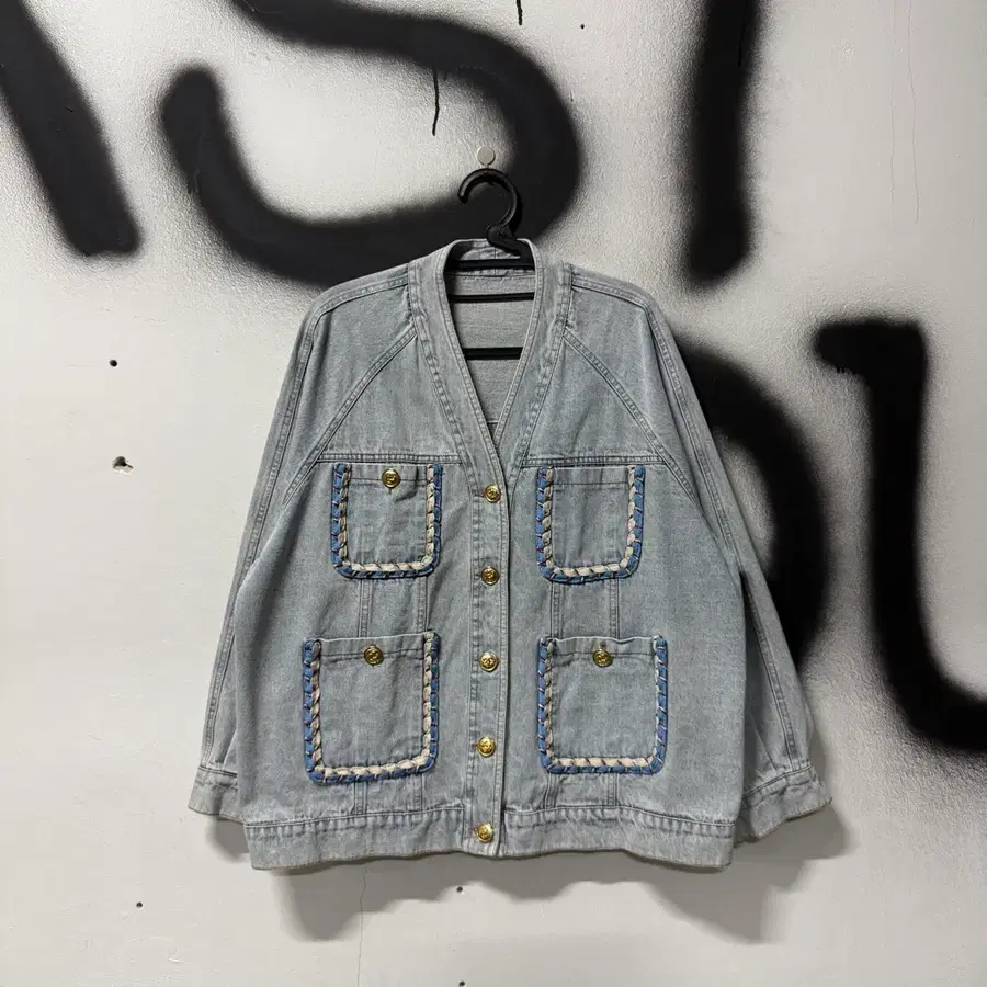 VTG 빈티지 보헤미안 에스닉 디테일 금장 데님 자켓