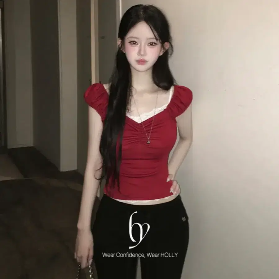 새상품) 에이블리 홀리 made 제나 셔링 퍼프 티셔츠