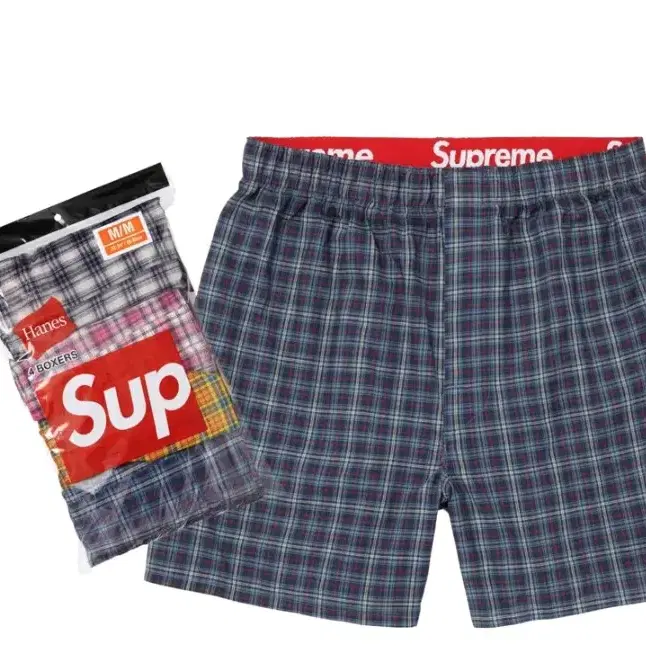 슈프림 헤인즈 플레이드 박서 멀티컬러 (4개입) - 26FW Supreme Hanes Plaid Boxers Multicolor (4 Pack) - 26FW