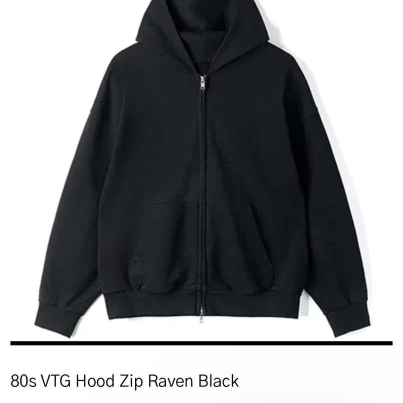 80s VTG Hood Zip Raven Black - L 사이즈