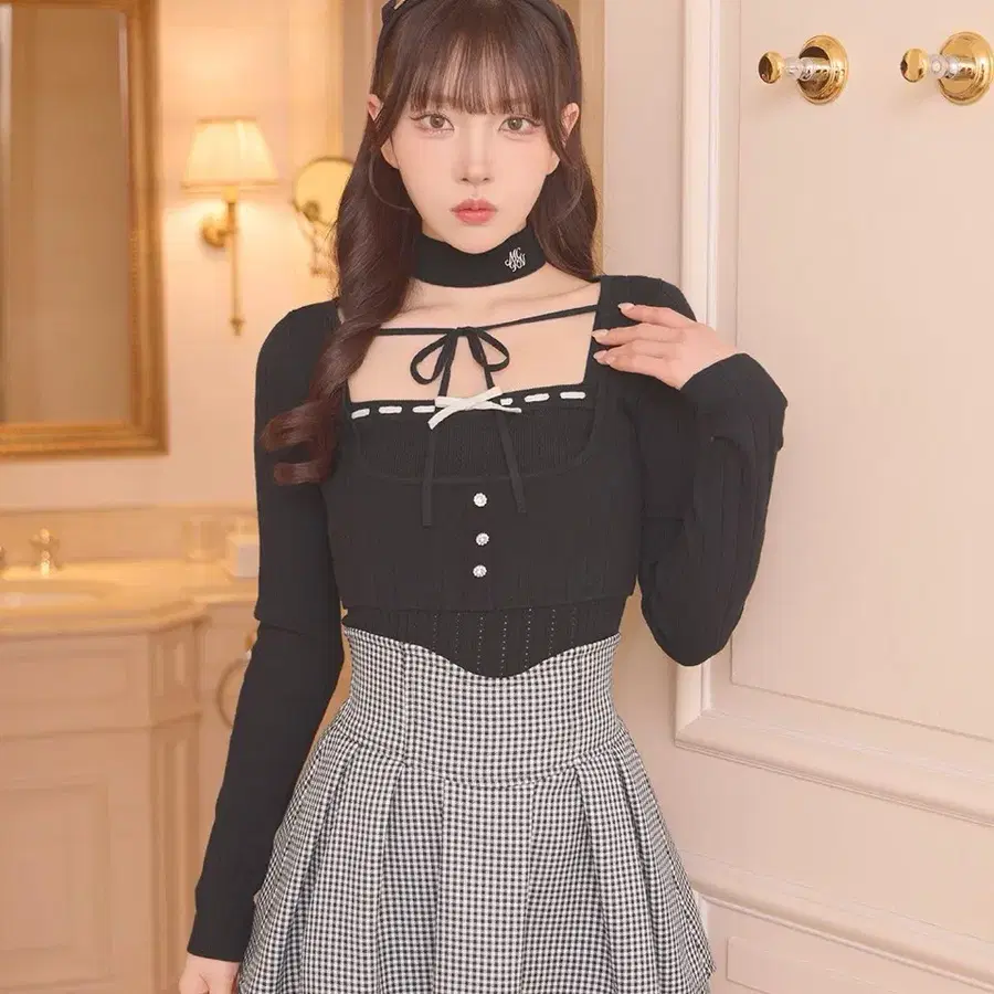 미셸마카롱 미각 스커트 깅엄 체크 치도리 S 리즈리사 로지타 피움