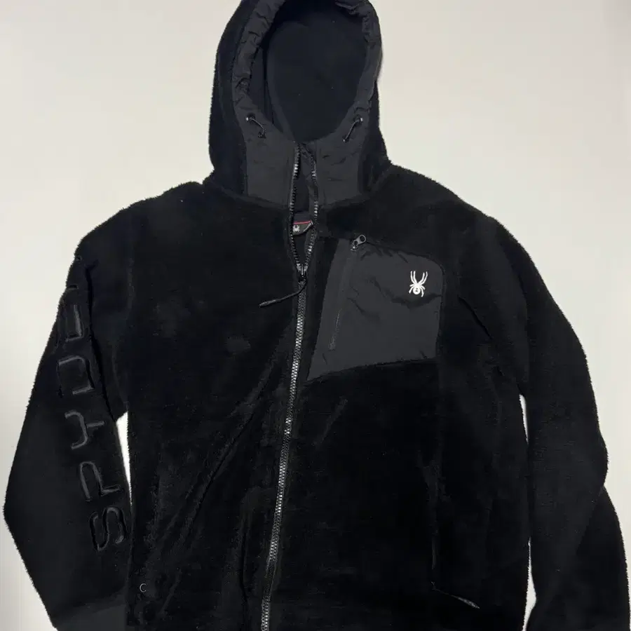 스파이더 로고 후드 플리스 자켓 블랙 XL