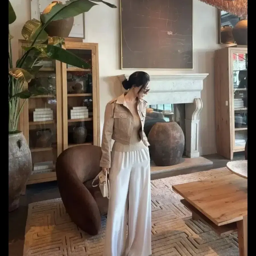 더로랑 메이 실키 팬츠 s 그레이시베이지 블랙