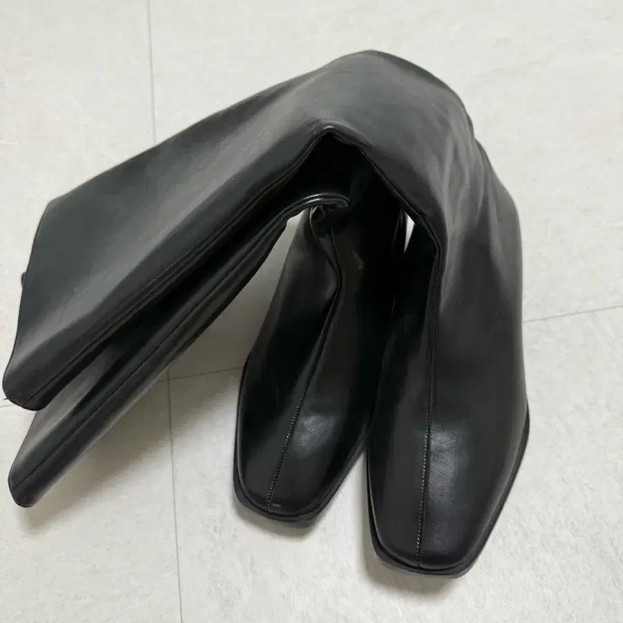 슈펜 스퀘어 와이드 롱부츠 굽 3cm (블랙/240)