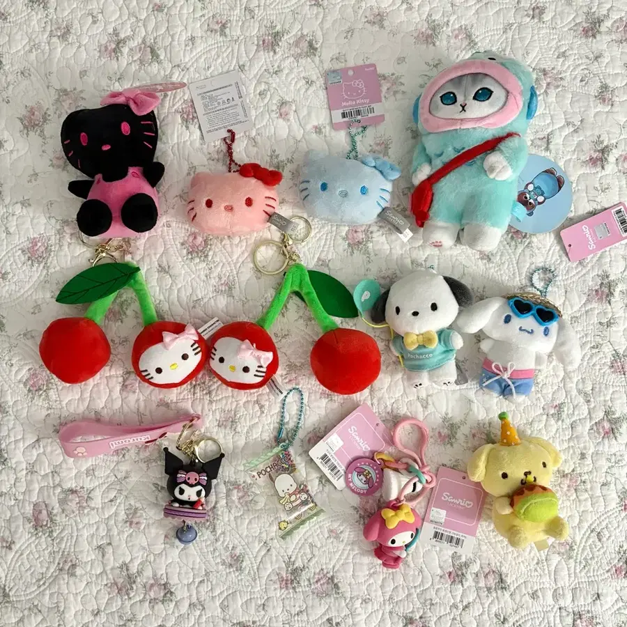 산리오 인형고리 일괄 헬로키티 포차코 시나모롤 한교동 마이멜로디 폼폼푸린