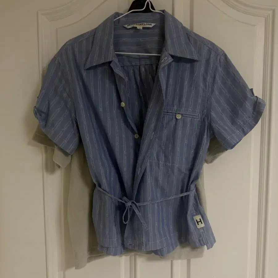 헤리티지플로스 striped cotton dobby shirt S