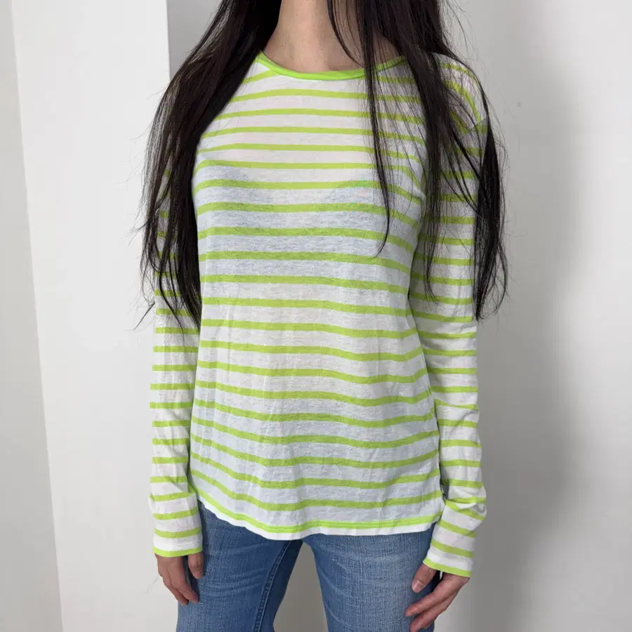 폴로 랄프로렌 그린 스트라이프 긴팔 티셔츠