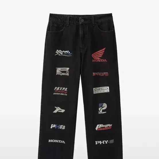 핍스 모터사이클 Dirty Washing Racing Denim Pants Black