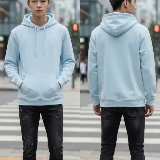 아디다스 후드티 하늘색 2XL