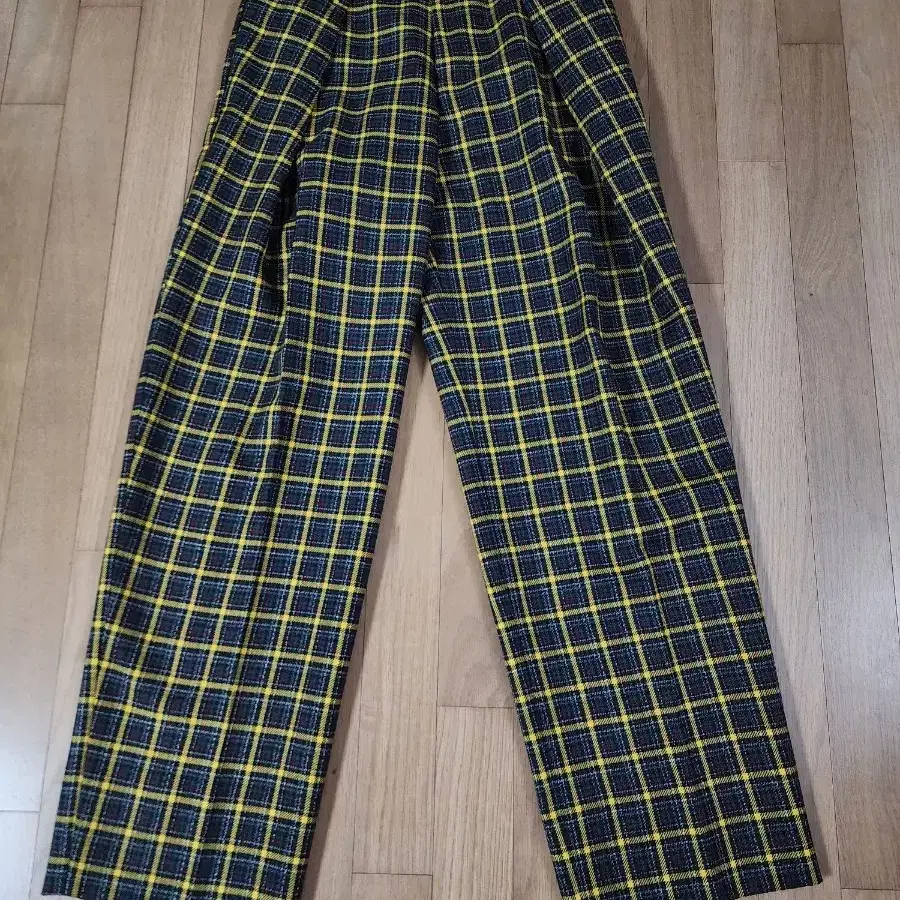 우영미 체크 폴  모 팬츠 29  옐로우