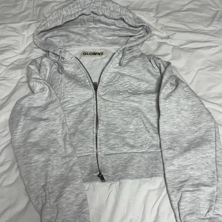 글로니 후드집업 Glowny Jordan Crop Zip-Up Hoodie Melange Grey