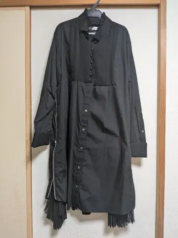 sacai 사카이 사이드 플리츠 셔츠 원피스 블랙
