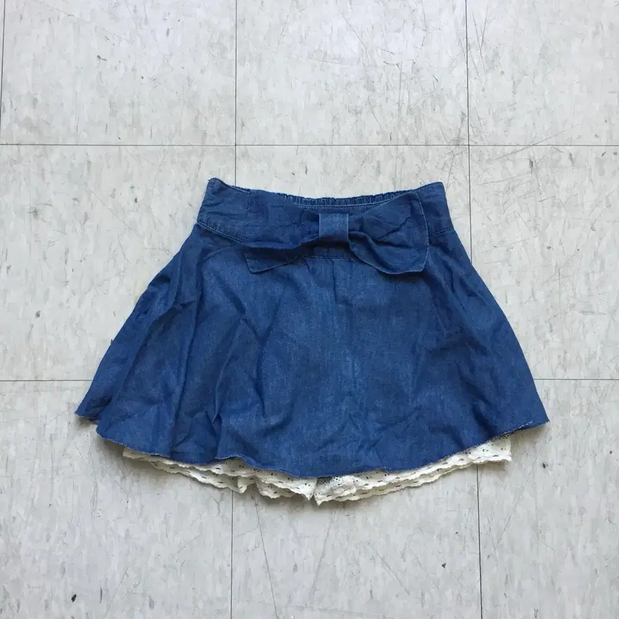 JPN Vintage 모리걸 히메갸루 레이스 리본 데님 스커트