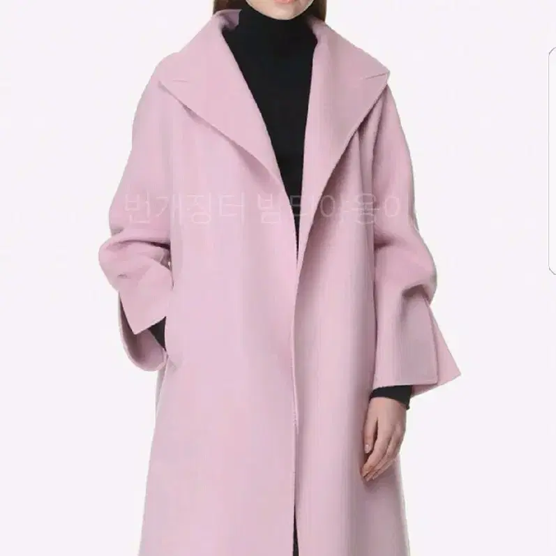 한섬 타임 TIME 완판템 셔링 소매 코트 핑크 핸드메이드 캐시미어 울
