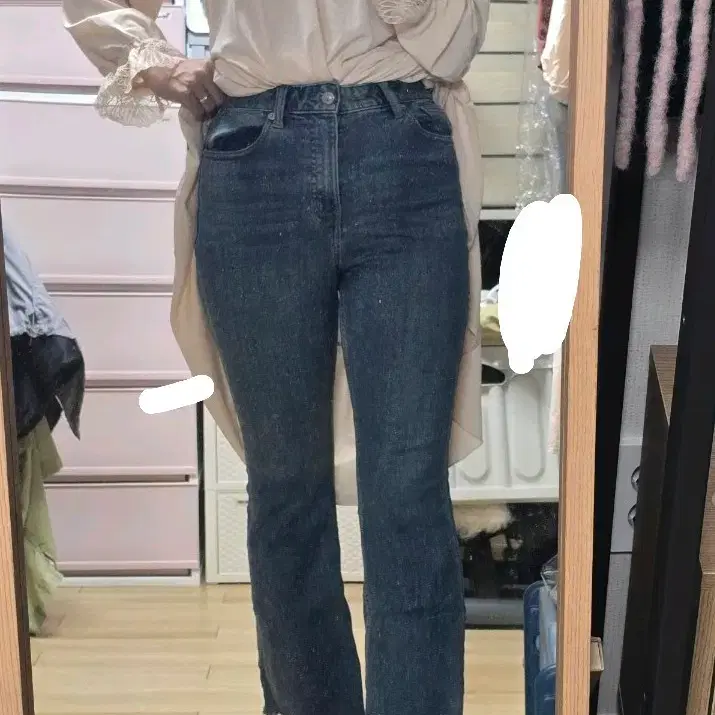 미쏘 청바지 부츠컷 밑단포인트 약기모 데님