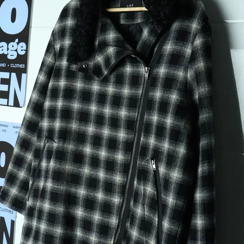 W(M-L) 리스트 집업 바람막이 점퍼자켓 라이더 체크 누빔-H39972