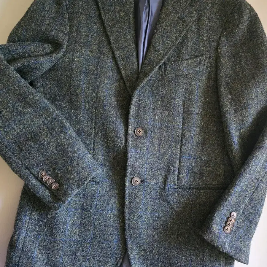 남여무관 블레이져 자켓 Harris tweed 헤리스트위드 딥그린블루체크 울자켓