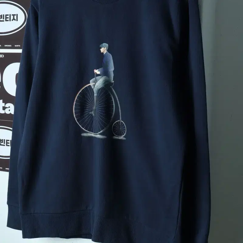 (L-XL) 빈폴 맨투맨 티셔츠 빅로고 네이비 올드스쿨-H40073