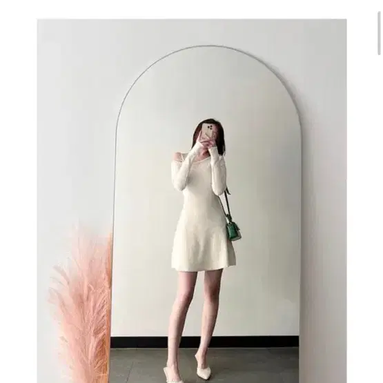 리본 오프숄더 원피스 새상품