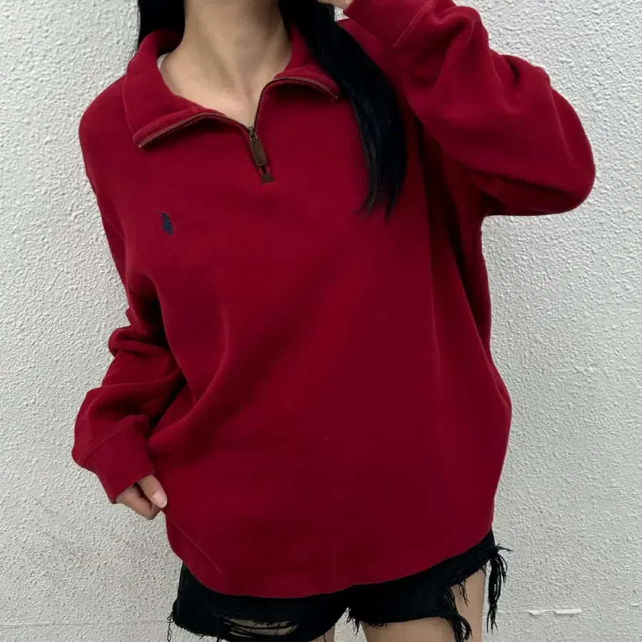 폴로 랄프로렌 네이비포니 레드 반집업 L