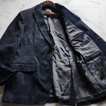 초레어 XL 상당 ETRO 자켓 데님 양면 올 패턴 페이즐리 스트레치