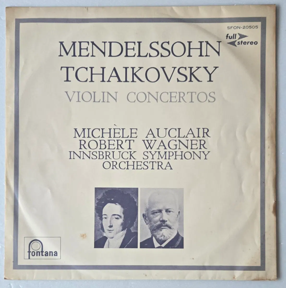 Michel Auker - Mendelssohn . Tchaikovsky Violin Concerto LP (Fontana Early Japanese Pressing) Fontana Full Stereo / Japan Victor