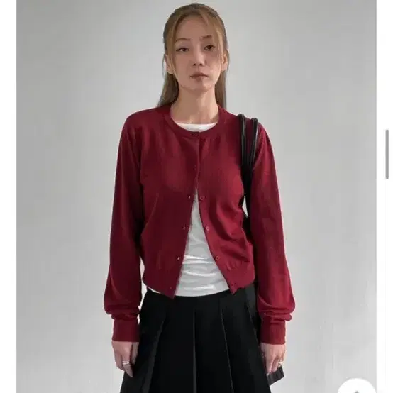 블랙업 레드 와인 가디건 긴팔