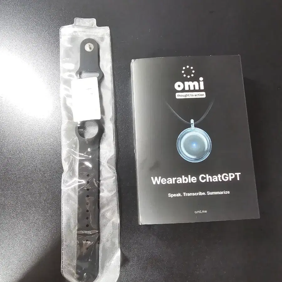 Omi Wearable ChatGPT 실버 AI녹음기 풀박스