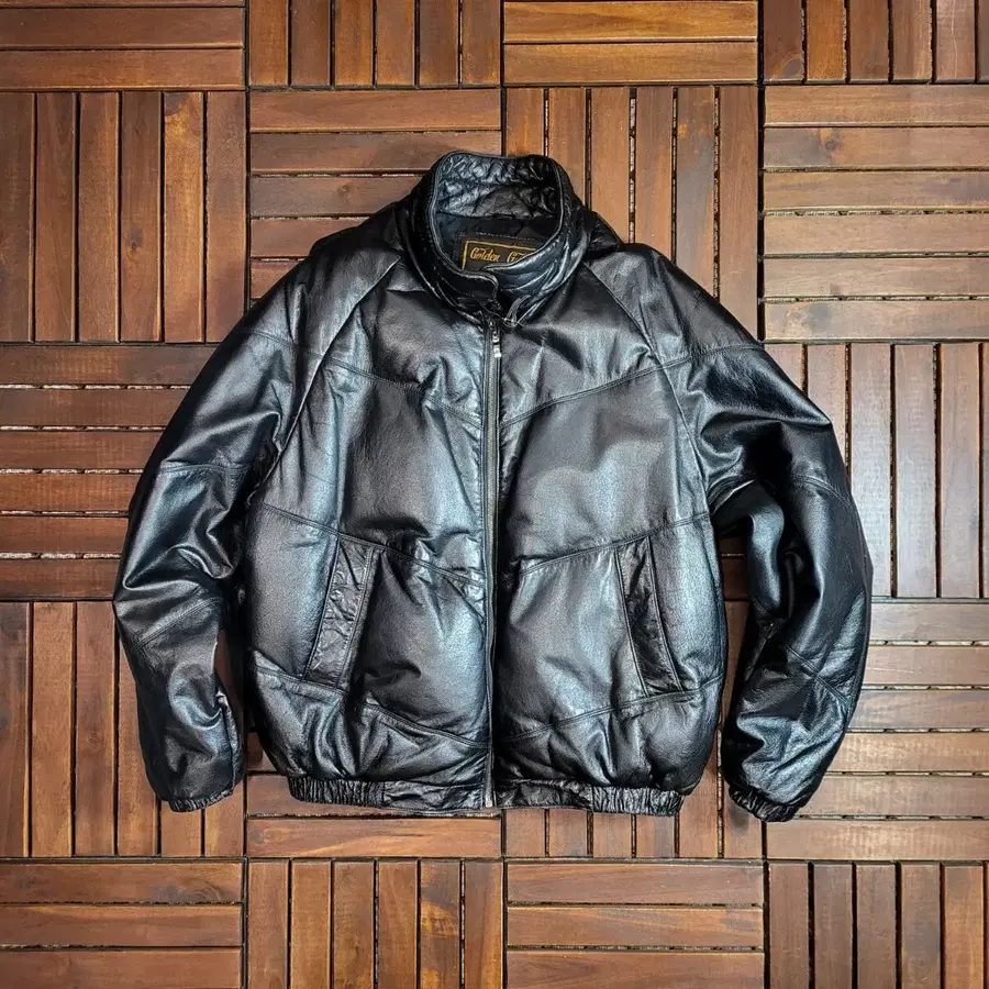 90s 골든구스 빈티지 레더 덕다운 패딩 자켓  (XL)