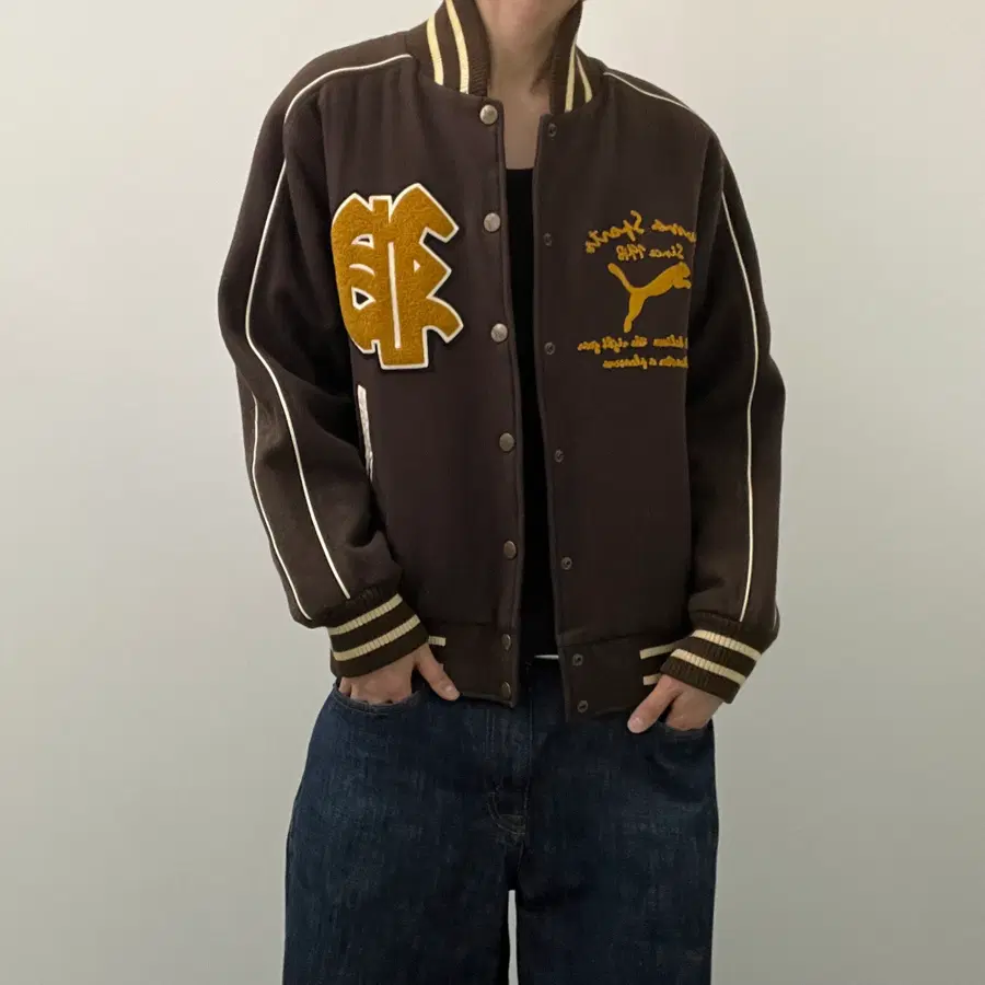 90s 퓨마 재팬 올드스쿨 울 바시티 자켓 100