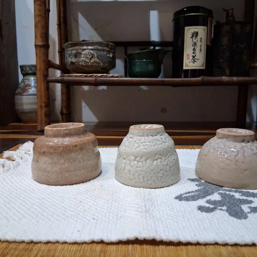 장작가마 이도유 찻잔 3점일괄(조일요.지랑요)