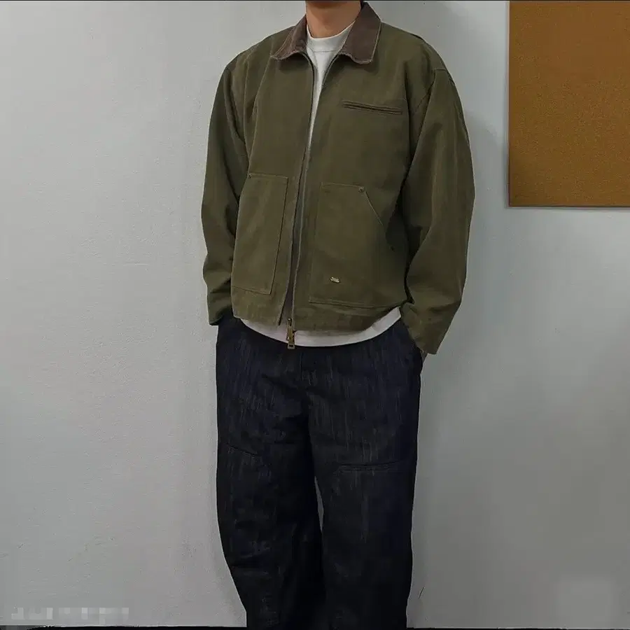 코듀로이배색 베이지 워크자켓
