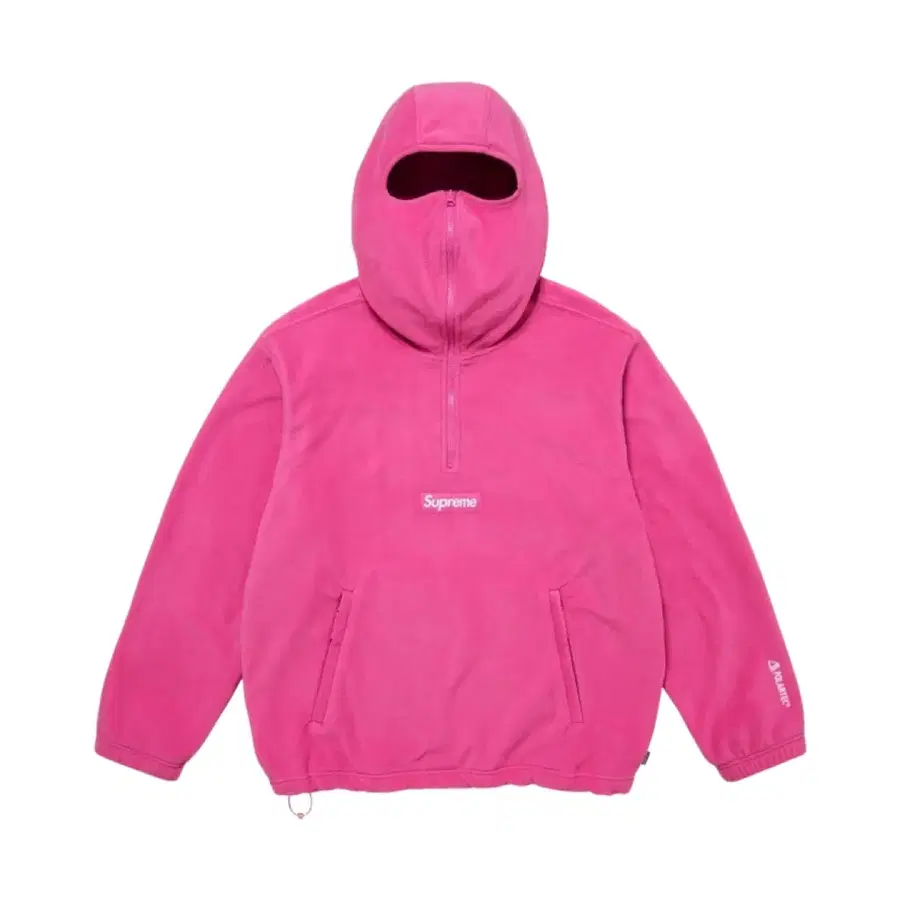 [새상품] 슈프림 (Supreme) 폴라텍 페이스 마스크 하프 집 후드 핑크 L